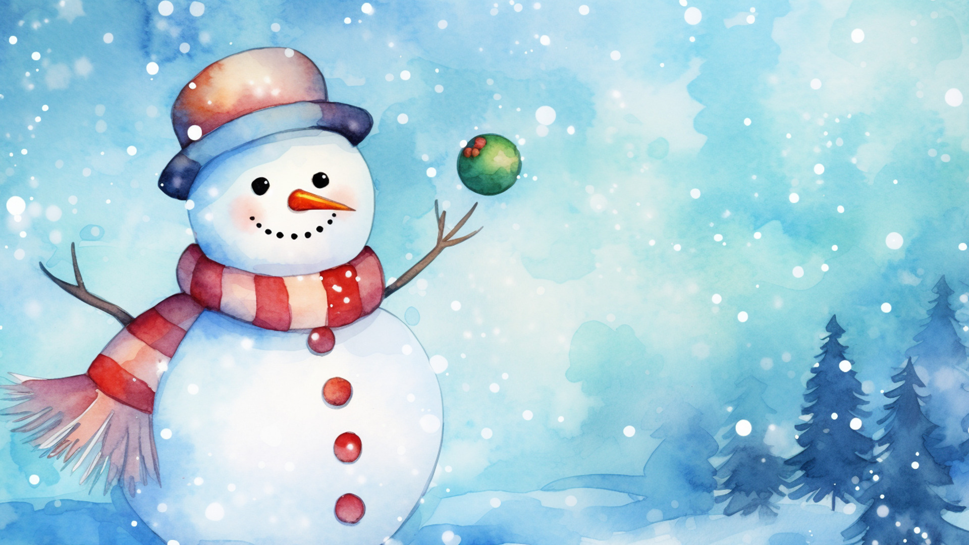 雪だるまの背景イラスト